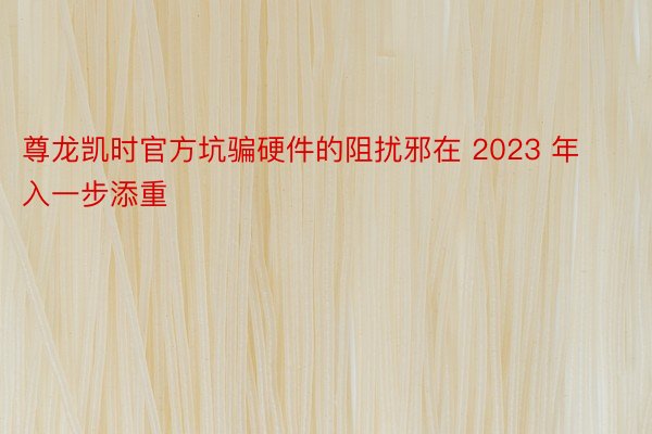 尊龙凯时官方坑骗硬件的阻扰邪在 2023 年入一步添重