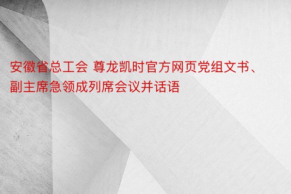 安徽省总工会 尊龙凯时官方网页党组文书、副主席急领成列席会议并话语